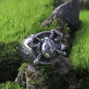 Viking Warrior with Viking Axes on viking Shield pendant Ring 3