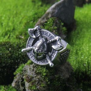 Viking Warrior with Viking Axes on viking Shield pendant Ring 2